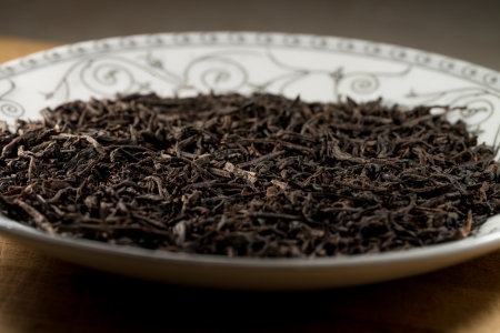 Black Tea Leaves In A Bowlの写真素材