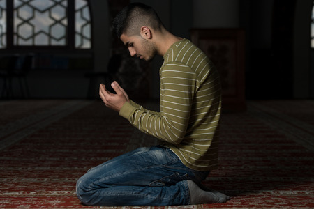Muslim Man Is Praying In The Mosqueの写真素材