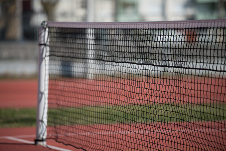Tennis Court Net and Court Beyondの写真素材