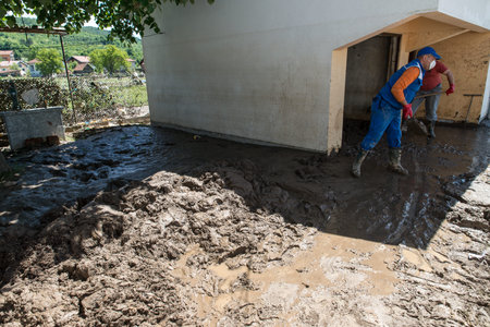 Flood in 2014 - Pridijel - Bosnia And Herzegovinaのeditorial素材
