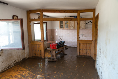 Old Living Room Destroyed From Floodのeditorial素材