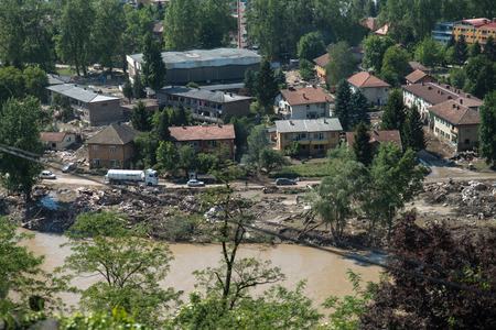 Flood in 2014 - Maglaj - Bosnia And Herzegovinaのeditorial素材