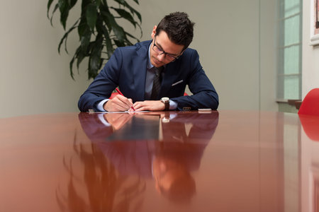 Businessman Writing A Letter - Notes Or Correspondence Or Signing A Document Or Agreement
