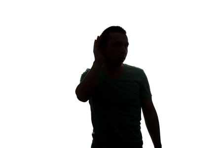Typical Upper Body Man Silhouette Wearing A T-Shirt - Mysterious Face - Isolated On White Background