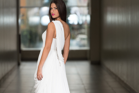 Beautiful Bride In Her Wedding Dressの写真素材
