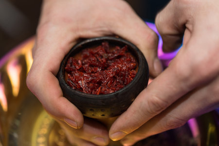Preparation The Hookah With Fruits For Smoking The Traditional Hubble-Bubble