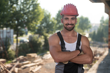 Successful Male Architect At A Building Site With Arms Crossedの写真素材