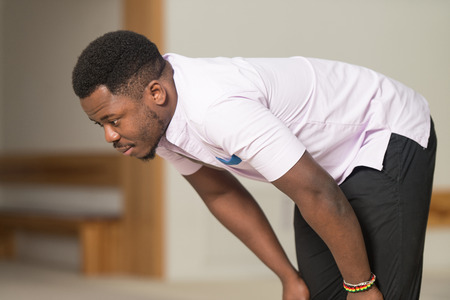 Black African Muslim Man Is Praying In The Mosqueの写真素材