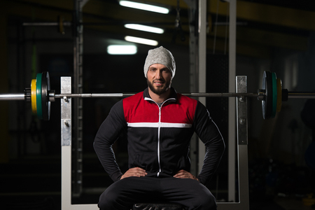 Handsome Good Looking And Attractive Young Man With Muscular Body Relaxing In Gymの写真素材
