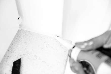 Caulk Sealant Application Silicone Window Seal and Waterproofingの写真素材