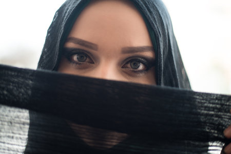 Portrait Of Young Muslim Woman - Isolated On White Backgroundの写真素材