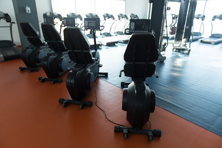 Equipment And Machines At The Modern Gym Room Fitness Center