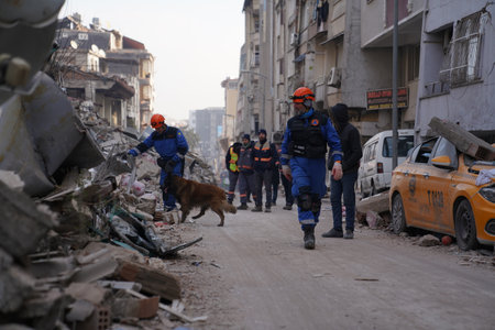 Antakya, Hatay, Turkey - February 12th, 2023: Turkey Earthquake, Kahramanmaras, Gaziantep, Adana, Hatay, Adiyaman February 2023, Earthquake Scenesのeditorial素材