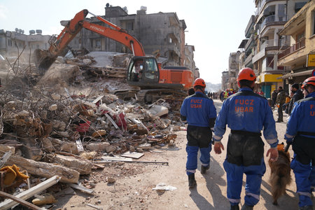 Antakya, Hatay, Turkey - February 12th, 2023: Turkey Earthquake, Kahramanmaras, Gaziantep, Adana, Hatay, Adiyaman February 2023, Earthquake Scenesのeditorial素材
