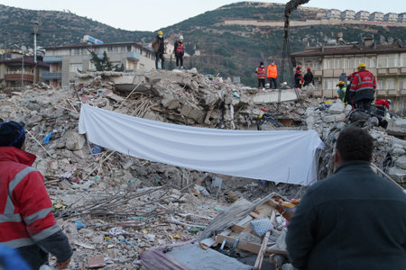 Antakya, Hatay, Turkey - February 12th, 2023: Turkey Earthquake, Kahramanmaras, Gaziantep, Adana, Hatay, Adiyaman February 2023, Earthquake Scenesのeditorial素材