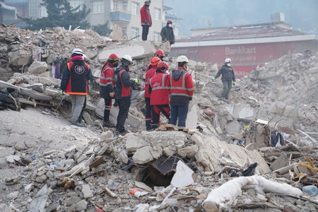 Antakya, Hatay, Turkey - February 13th, 2023: Turkey Earthquake, Kahramanmaras, Gaziantep, Adana, Hatay, Adiyaman February 2023, Earthquake Scenesのeditorial素材