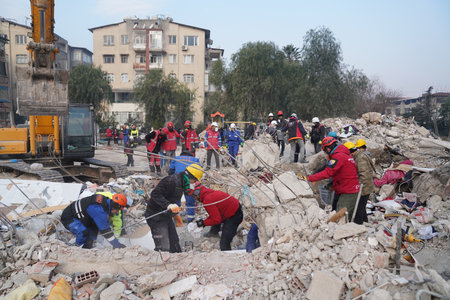 Antakya, Hatay, Turkey - February 13th, 2023: Turkey Earthquake, Kahramanmaras, Gaziantep, Adana, Hatay, Adiyaman February 2023, Earthquake Scenesのeditorial素材