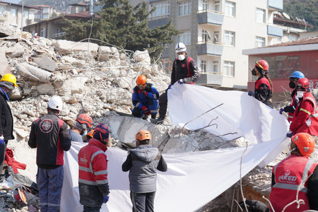 Antakya, Hatay, Turkey - February 13th, 2023: Turkey Earthquake, Kahramanmaras, Gaziantep, Adana, Hatay, Adiyaman February 2023, Earthquake Scenesのeditorial素材