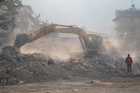 Antakya, Hatay, Turkey - February 13th, 2023: Turkey Earthquake, Kahramanmaras, Gaziantep, Adana, Hatay, Adiyaman February 2023, Earthquake Scenesのeditorial素材