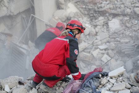 Antakya, Hatay, Turkey - February 13th, 2023: Turkey Earthquake, Kahramanmaras, Gaziantep, Adana, Hatay, Adiyaman February 2023, Earthquake Scenesのeditorial素材