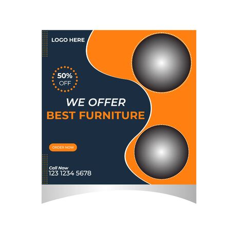 Social Media furniture sale templateのイラスト素材