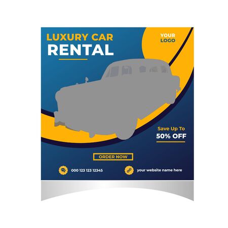 Rent car for social media  post banner templateのイラスト素材