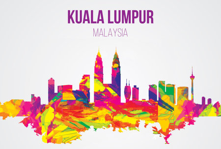 Kuala Lumpur, Malaysia landmarks skyline. vector illustration.のイラスト素材