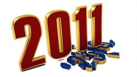 new year 2011 replacing the old 2010 (3d render)の写真素材