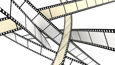 Colored film on white background crossing screenの写真素材