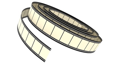 Sepia Segment color film rolled down on a white backgroundの写真素材