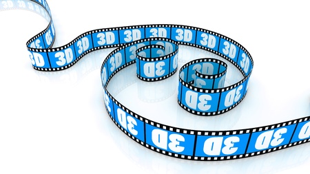 3d word on two colored film stripsの写真素材