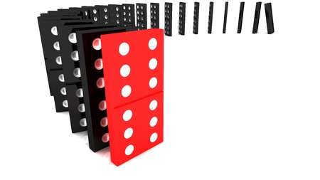 lined up 3d dominoes isolated on whiteの写真素材
