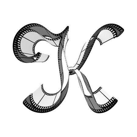 The alphabet from a film isolated on a white background. Letter kの写真素材