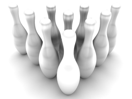 Silver Bowling on white background 3d illustration.の写真素材