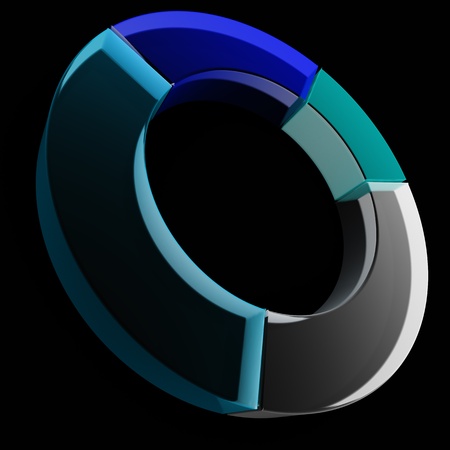 Colorful glass pie graph. 3D illustration on black.の写真素材