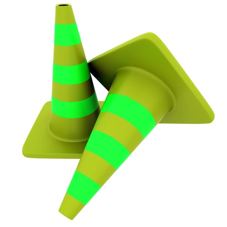 Traffic cones over white background. 3D Renderの写真素材
