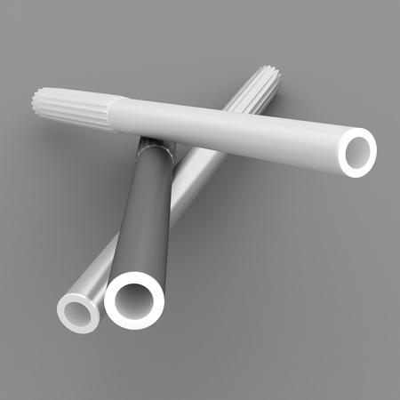 Group of monochrome markers  3D Rendered illustrationの写真素材