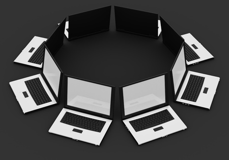 3D computer network communicating data each otherの写真素材