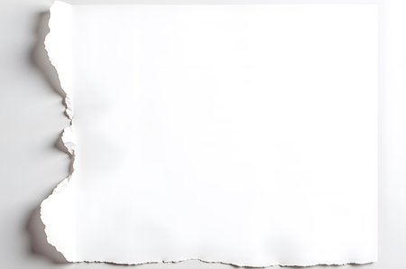 Torn Paper Background with Visible Ripped Edges and White Spaceの素材