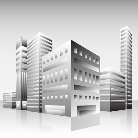 business skyscrapers city landscape downtown black white on a white backgroundのイラスト素材