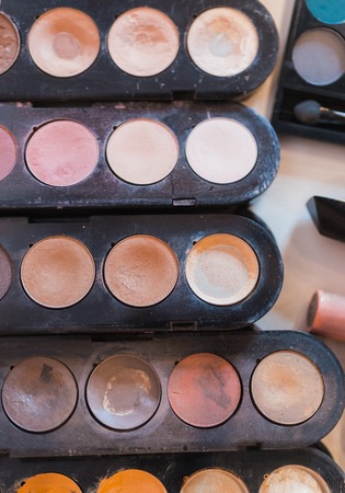 Palette powder from very light to dark brown shades for professional make-upの写真素材