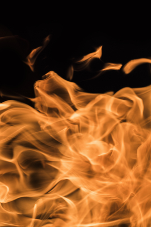 Flame of fire on a black backgroundの写真素材