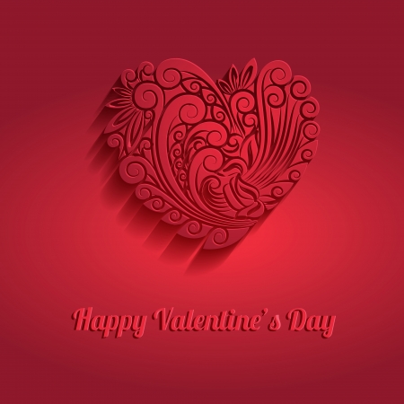 Valentine card with floral heart  Romantic vector illustration  のイラスト素材