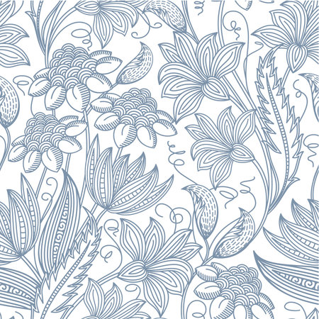 Vector flower seamless pattern background  Vintage style illustration のイラスト素材