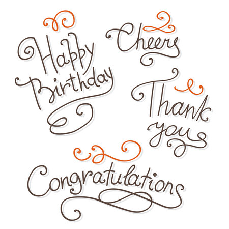 Set of  hand lettering handmade calligraphy for greeting cards, vector illustrationのイラスト素材