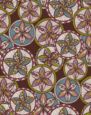 Seamless doodle circle background pattern. Vector illustration.のイラスト素材