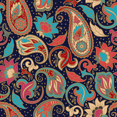 Paisley Seamless Ethnic Decorative Pattern.  Best for Fabric, Textile, Wrapping Paper, Scrapbook.のイラスト素材
