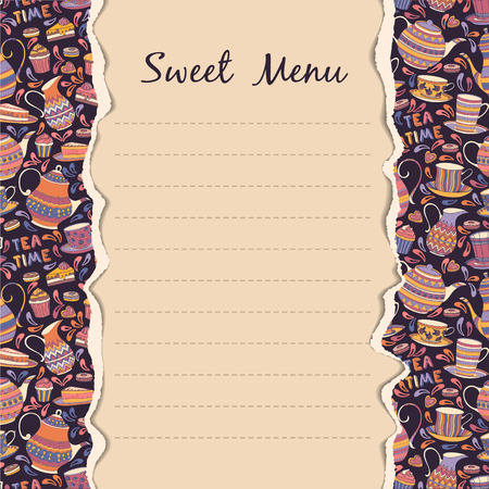 Sweet Menu Decorative Card Template. Can Be Used in Cafe Or Presentation.のイラスト素材