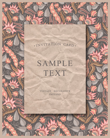 Vector ornate floral  background with old craft paper cardboardのイラスト素材
