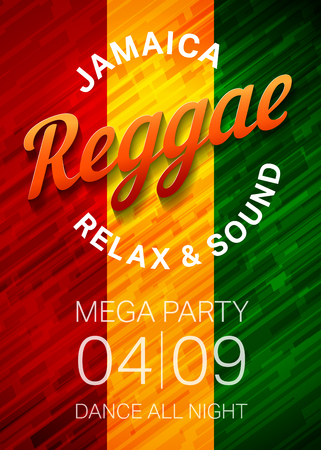 Reggae music party poster template. Rasta dance club flyer concept. Vector illustration.のイラスト素材